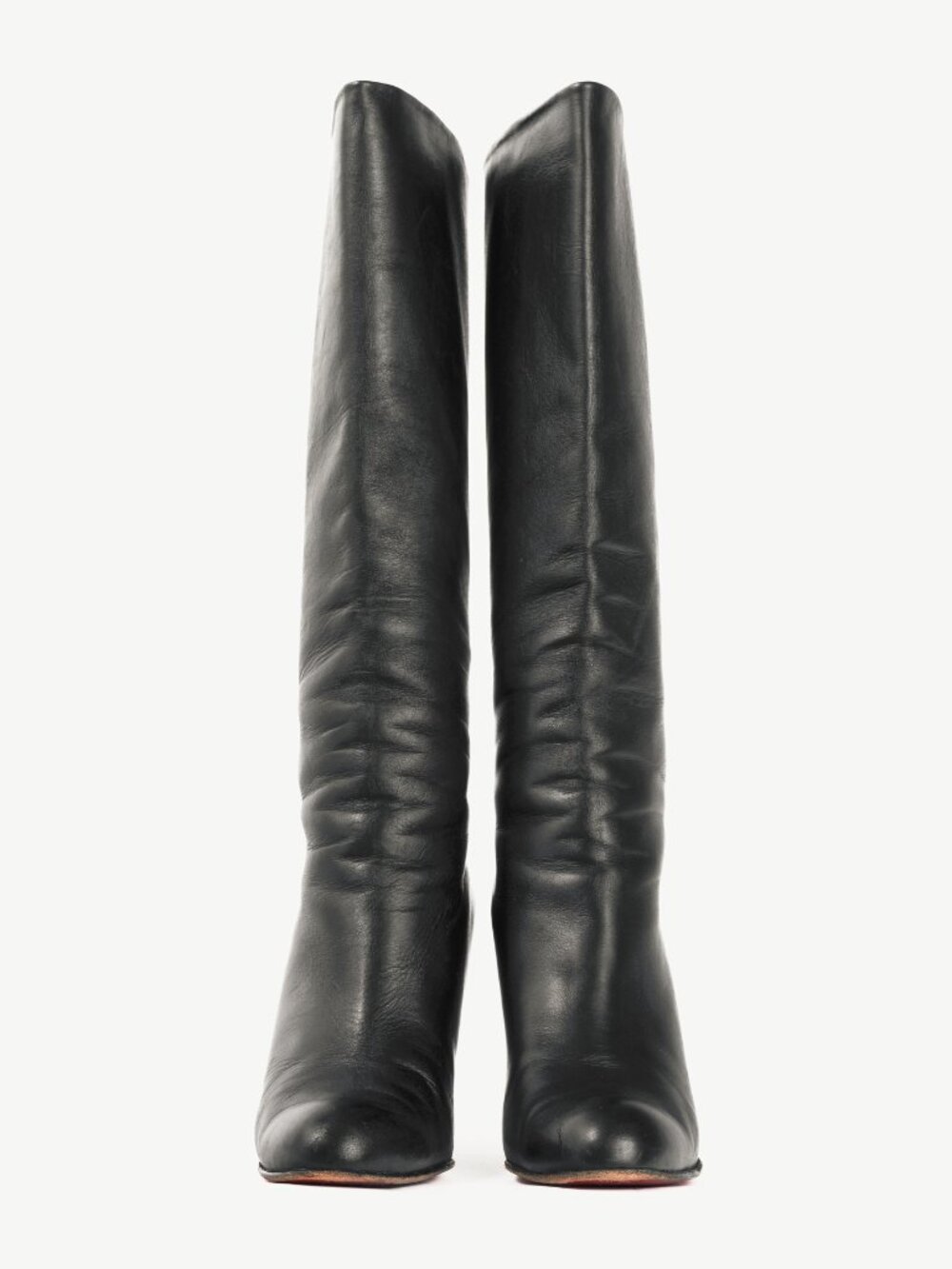 Christian Louboutin Zepita Black Leather Knee-High Wedge Boots - Picture 2 of 10